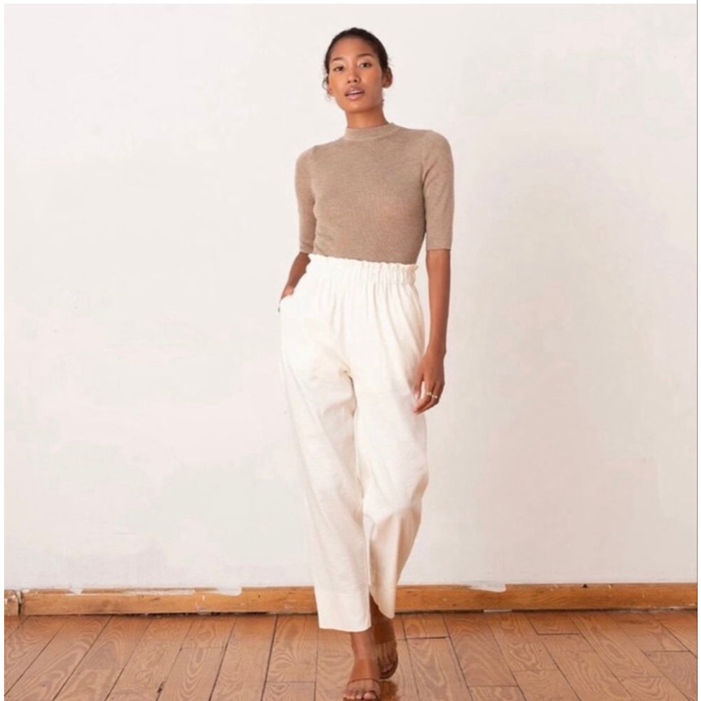 ADAY Kick Back Linen‎ Pants – Cream, Size Medium, Excellent Condition
